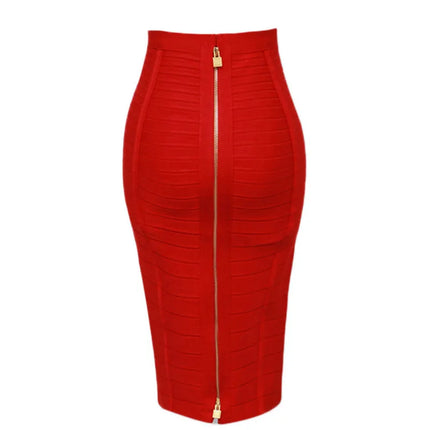 13 Colors Women Summer Fashion Sexy Black Red Beige White Bandage Skirt 2021 Knitted Elastic Sweet Candy Color Pencil Skirt