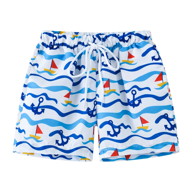 2025 Summer Children Shorts Baby Boys Girls Cartoon Beach Trunks Baby Casual Sports Cropped Pants Kids Middle Waist Board Shorts