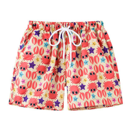 2025 Summer Children Shorts Baby Boys Girls Cartoon Beach Trunks Baby Casual Sports Cropped Pants Kids Middle Waist Board Shorts