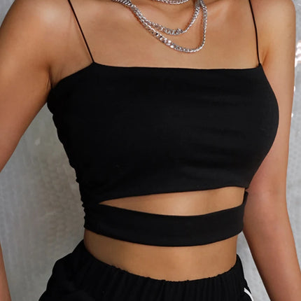 2025 New Fashion Hot Sexy Women Summer Sexy Casual Sleeveless Cut-Out Short Tee Shirt Crop Top Vest Strap Tank Top Blouse