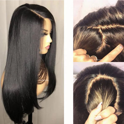 5x5 Silk Top Full Lace Human Hair Wig Silky Straight Peruvian Remy Hair Pre Plucked Silk Base Full Lace Wig With Baby Hair