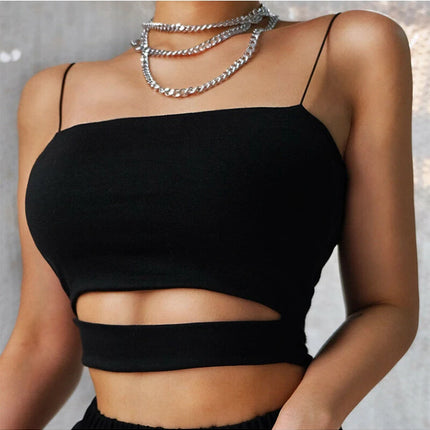 2025 New Fashion Hot Sexy Women Summer Sexy Casual Sleeveless Cut-Out Short Tee Shirt Crop Top Vest Strap Tank Top Blouse