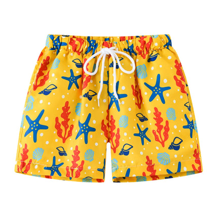 2025 Summer Children Shorts Baby Boys Girls Cartoon Beach Trunks Baby Casual Sports Cropped Pants Kids Middle Waist Board Shorts