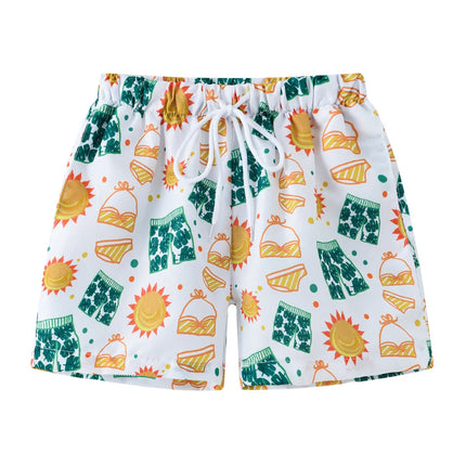 2025 Summer Children Shorts Baby Boys Girls Cartoon Beach Trunks Baby Casual Sports Cropped Pants Kids Middle Waist Board Shorts