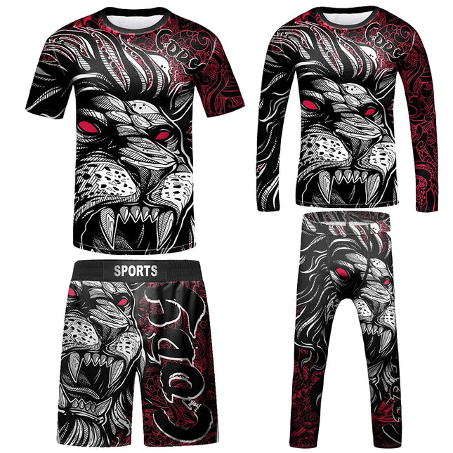Compression Jersey MMA BJJ Fashion Boys Sets Baby Girl Clothing Set Kids Shorts Sports Bear Sweatshirt Pants 4Pcs Suits Outfits