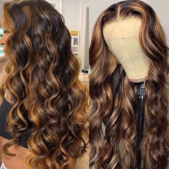 Body Wave Highlight Wig 100% Human Hair Wigs 13x6 HD Lace Frontal Wig Honey Blonde 13x4 HD Lace Front Human Hair Wigs For Women