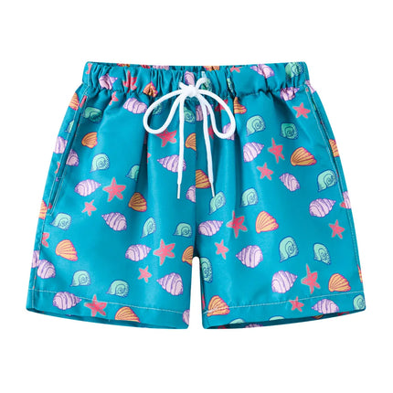 2025 Summer Children Shorts Baby Boys Girls Cartoon Beach Trunks Baby Casual Sports Cropped Pants Kids Middle Waist Board Shorts