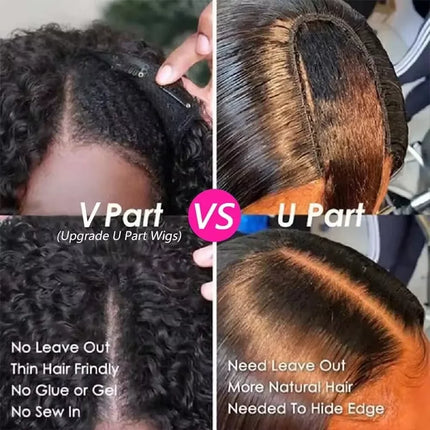 250% Body Wave V Part Wig No Leave Out No Glue Brazilian Remy U Part Human Hair Wave Wigs for Women 16-34 Inch on Clearance Sale
